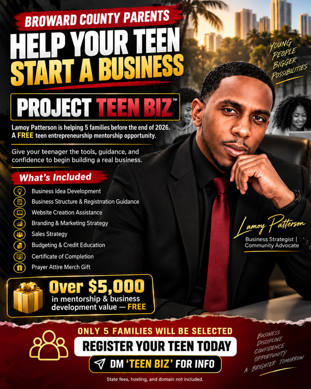 PROJECT TEEN BIZ™ flyer — Broward County parents, help your teen start a business, with What’s Included, the Over $5,000 value offer, and REGISTER YOUR TEEN TODAY.
