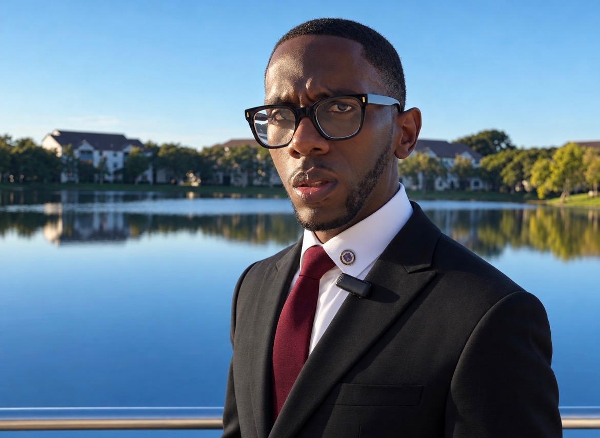 Lamoy Patterson, founder of PROJECT TEEN BIZ™, in a black suit and burgundy tie
